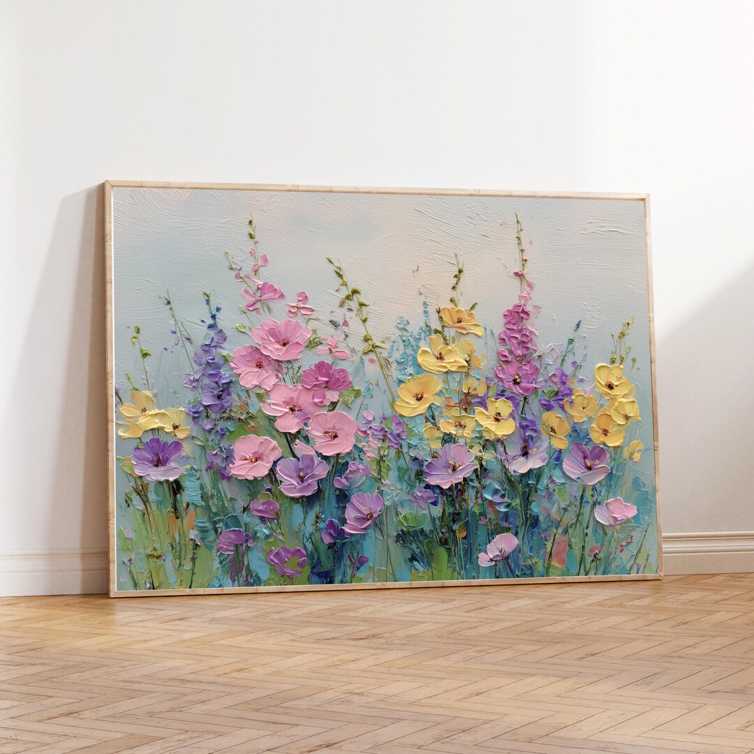 Spring Wildflower Pastel Floral Printable Art, Colorful Cottagecore ...