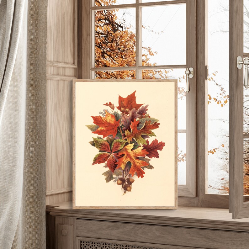 Fall Leaves Painting, Autumn Foliage Art Print, Printable Fall Decor ...