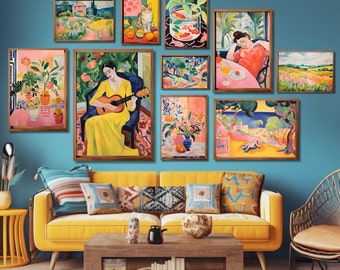 Henri Matisse Artful Print, Bundle Gallery Set of 10 Digital Download, Trendy Matisse Print, Matisse Pastel Set, Modern Prints Wallarts