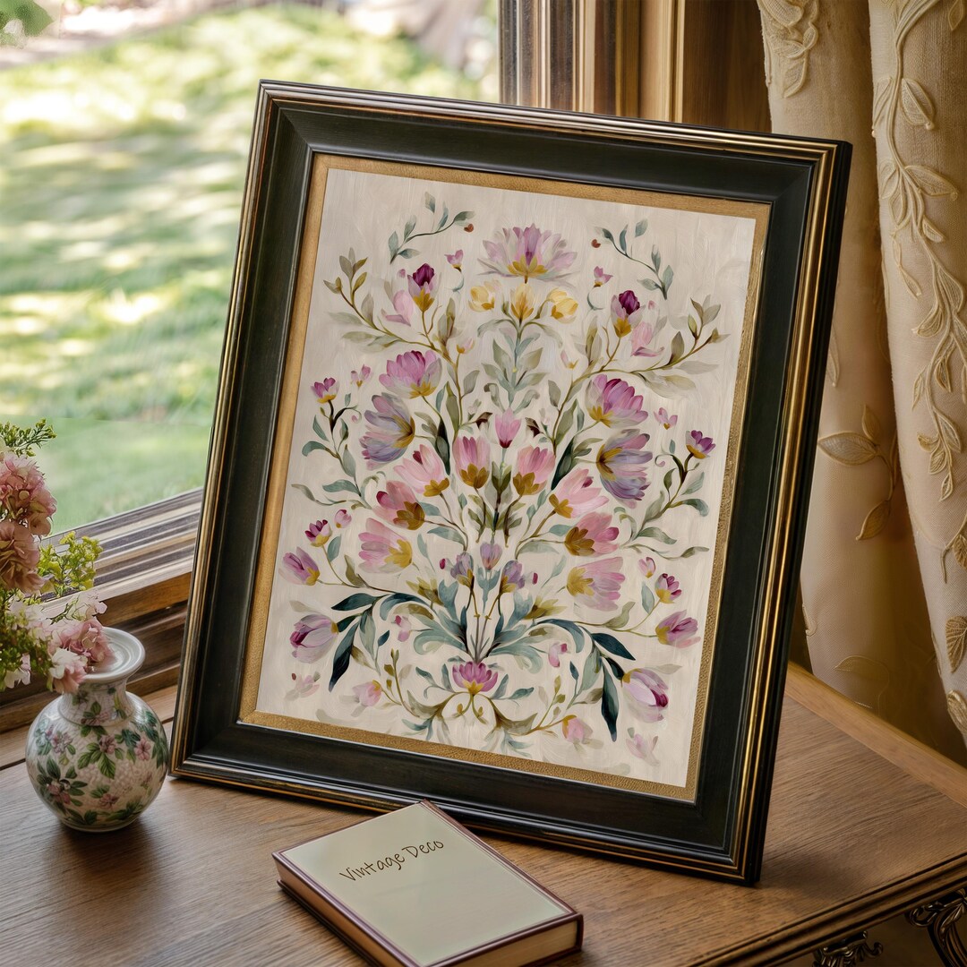Blush Pink Floral Wall Art Print, Grandmillennial Botanical Decor ...
