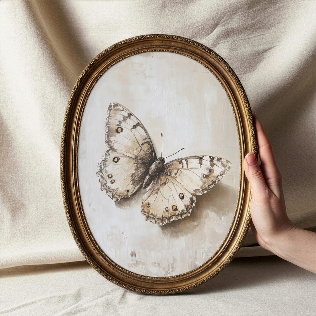 Neutral Butterfly Wall Art Printable, Vintage Butterfly Painting ...