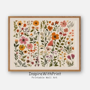 Colorful Wildflower Print, Boho Flower Botanical Printable, Floral Nursery Wall Art, Wildflower Nursery Botanical Art, Spring Wall Decor