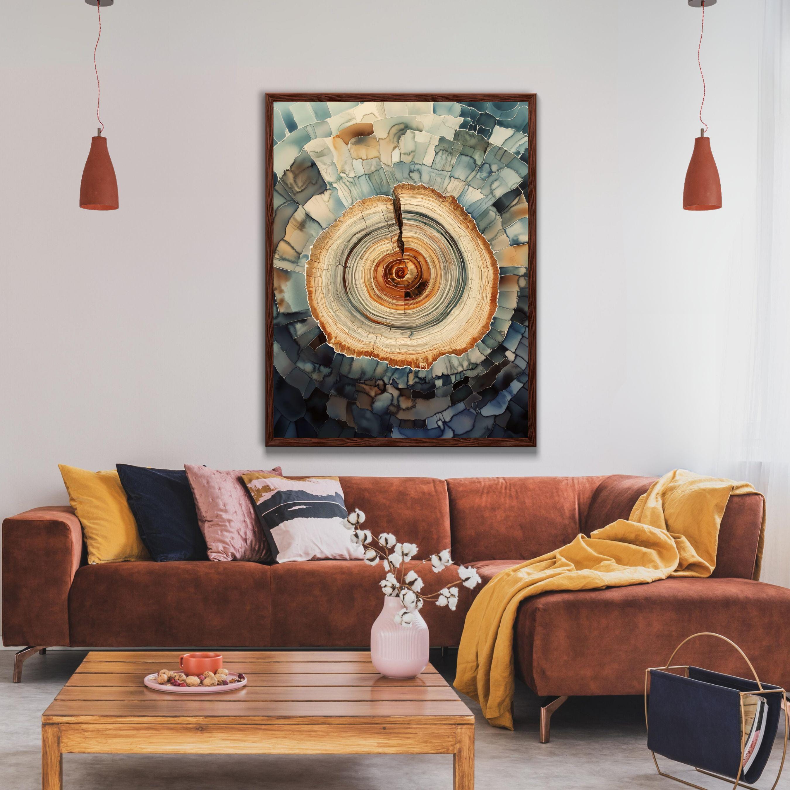 Morden Abstract Tree Rings Wall Art, Scandinavian Wood Rings