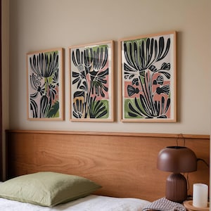 Abstract Botanical Wall Art, Digital Download Matisse Botanical, Aesthetic Botanical Art Decor, Artful Matisse Botanical Art Print Set of 3