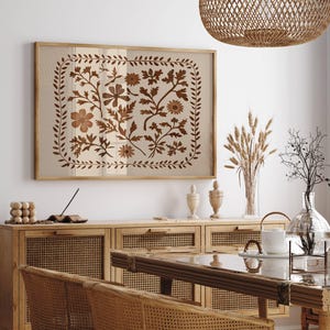 Neutral Botanical Printable Boho Wall Art, Brown Floral Art, Vintage Spring Wildflower Print, Boho Flower Wall Decor, Neutral Nature Print