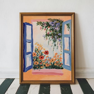 Matisse Open Fenster Kunst druckbare Blumengarten Kunstdruck, stimmungsvolle Sommer Fenstermalerei, Matisse Pastellfarben moderne Ausstellung Wandkunst
