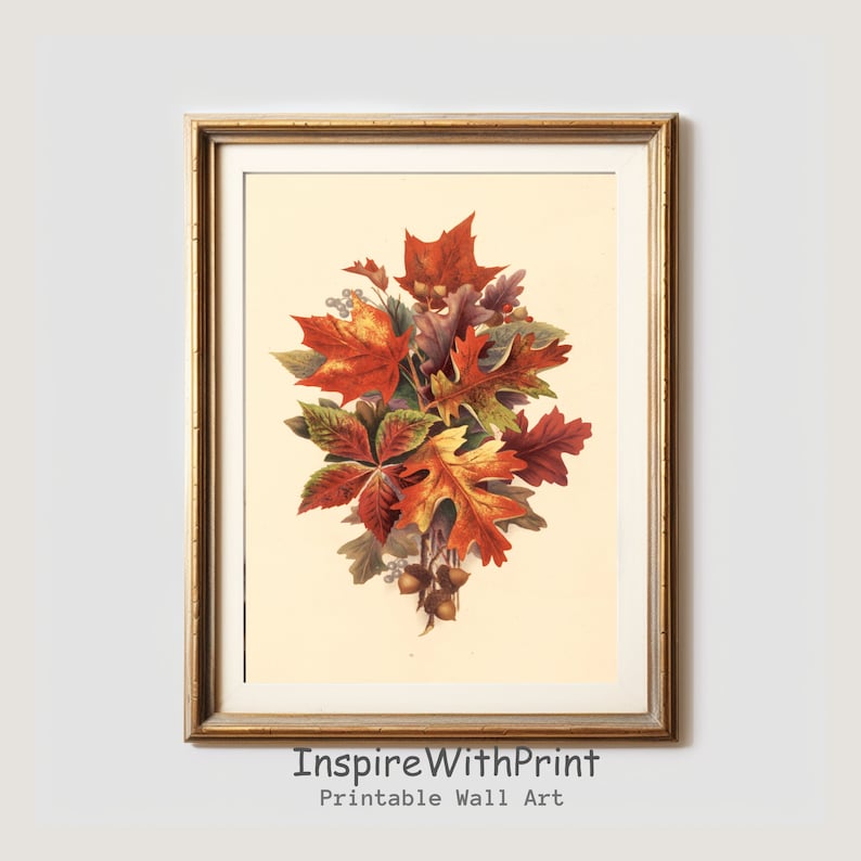 Fall Leaves Painting, Autumn Foliage Art Print, Printable Fall Decor ...