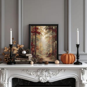 Rustic Fall Forest Landscape Painting, Autumn Cottagecore Printable ...