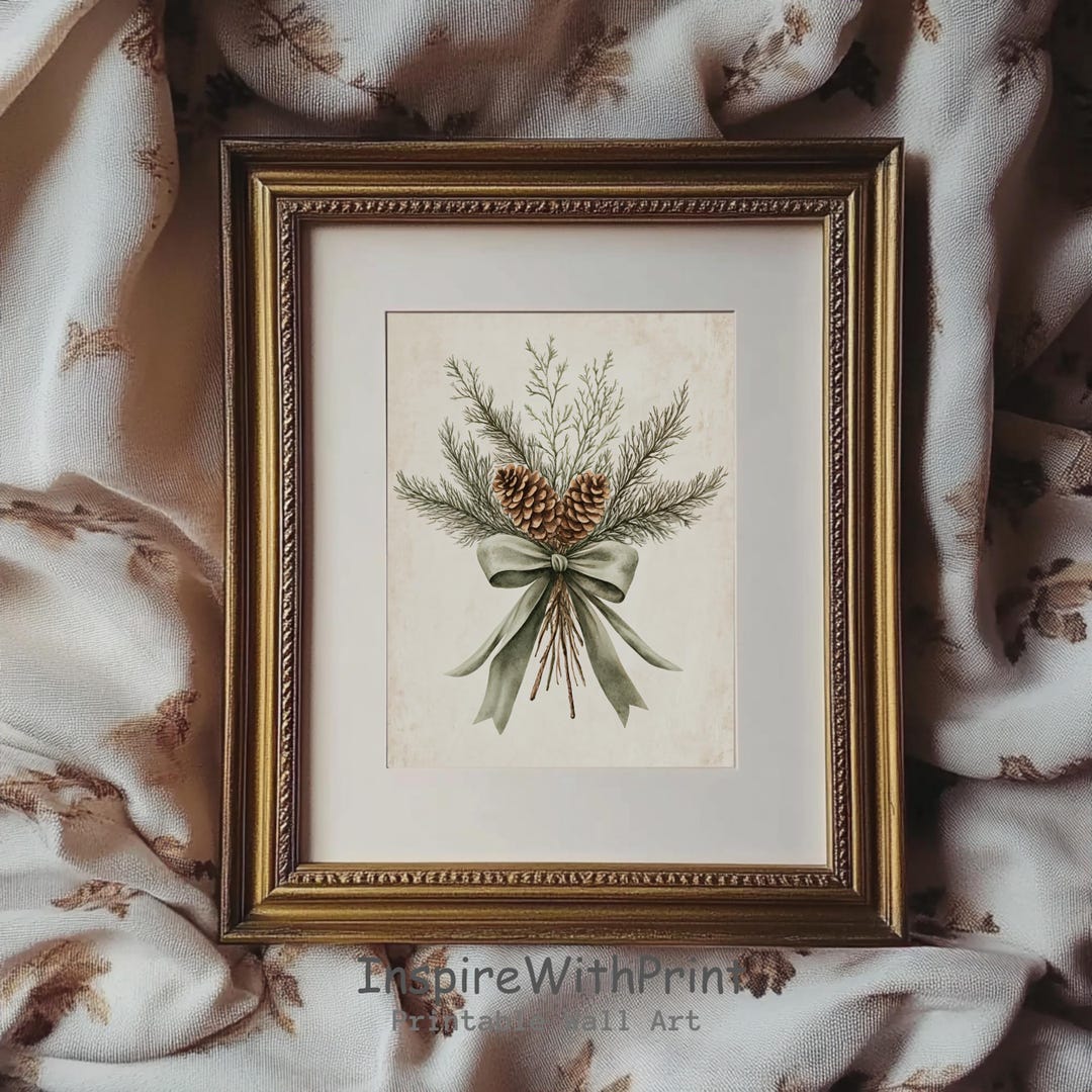 Vintage Christmas Botanical Print, Winter Botanical Branch Painting ...