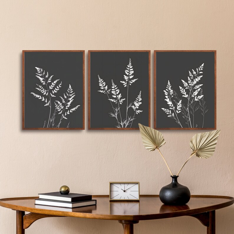 Brooke & Vine Botanische Wanddrucke - 4-teiliges Set Schwarz-Weiß Blumen, Boho Deko Für Wohnzimmer & Büro (20,3 X 25,4 Cm)