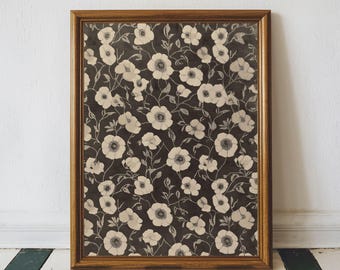 Stampa tessile con motivo floreale vintage, stampa murale neutra, stampa tessile floreale, stampa artistica con motivo floreale vintage, stampabile su tessuto antico.