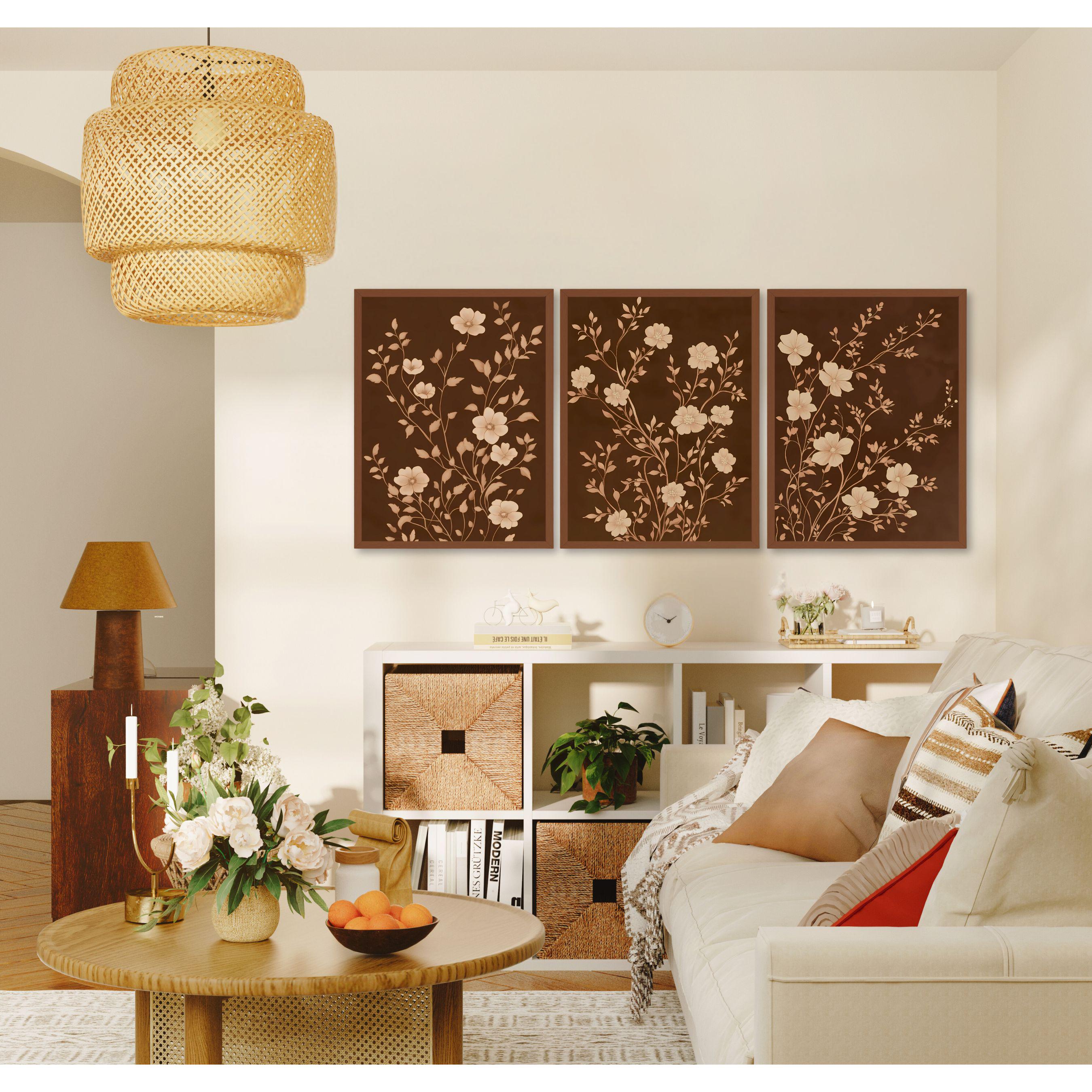 Botanical Printable Boho Wall Art Set of 3, Neutral Floral Print ...