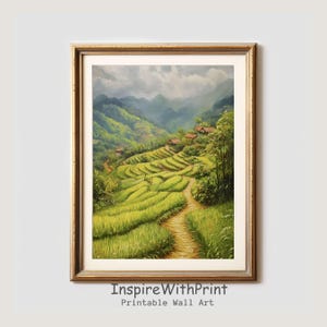 Mountain Landscape Print, Vietnam Rice Field Wall Art Printable Esthetic Nature Scenery, Vietnam Travel Poster Print, Adventure Print