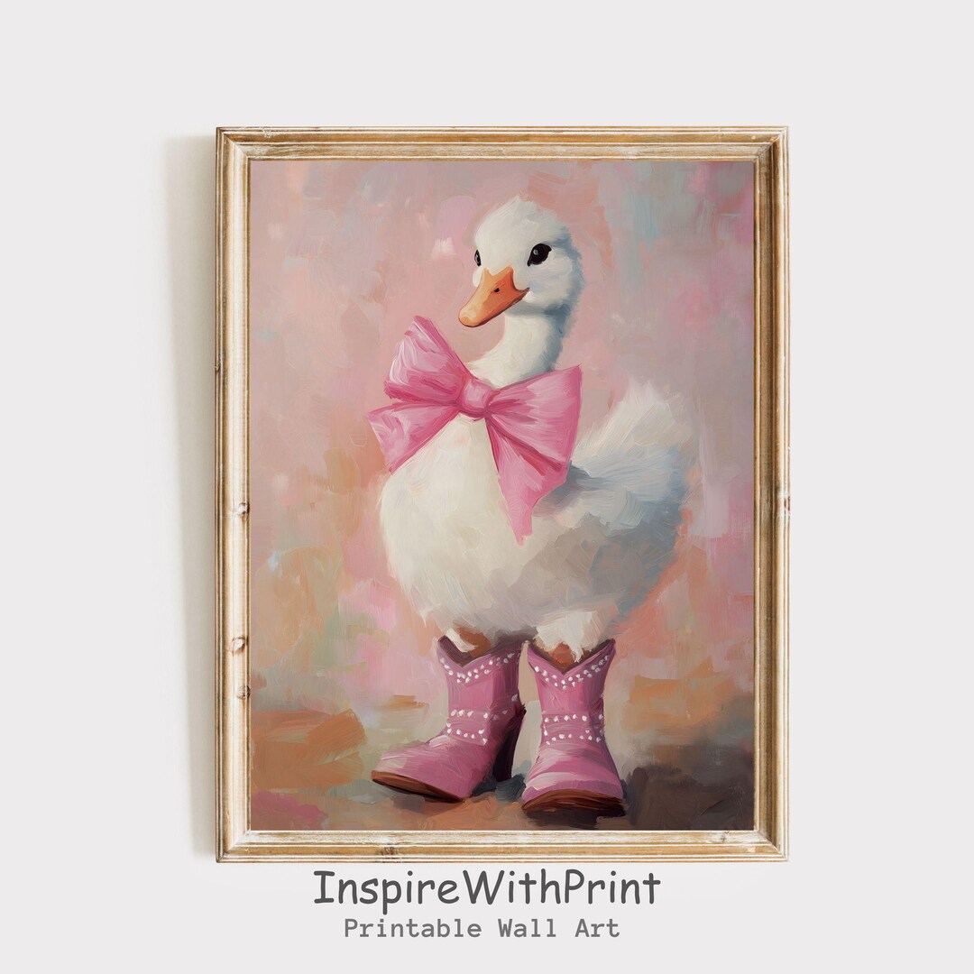 Silly Goose Print, Cute Goose Art With Cowgirl Boot Wall Art Printable ...