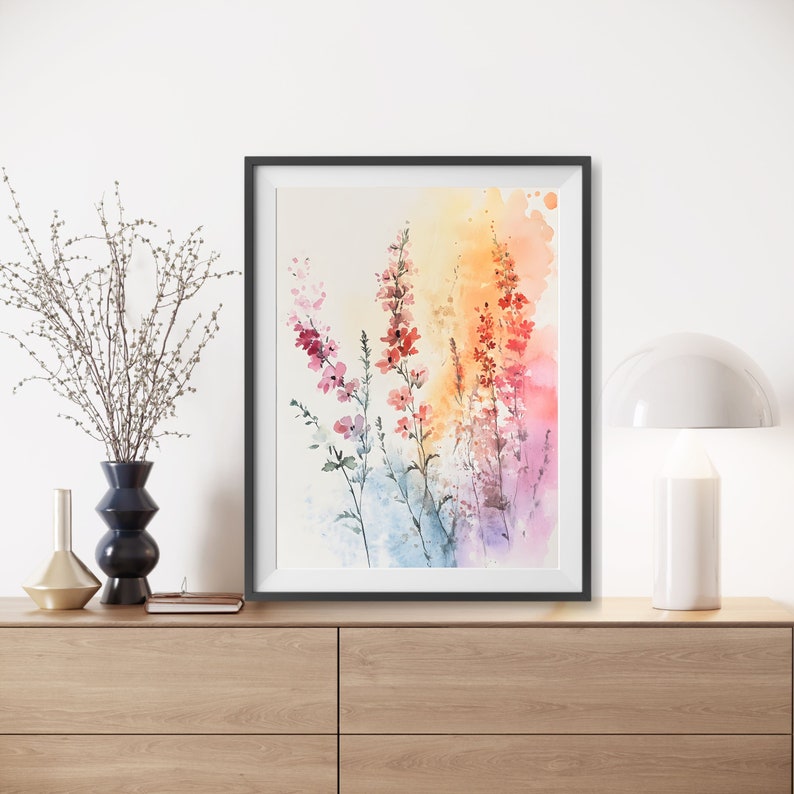 Pastel Wildflower Watercolor Wall Art Set of 3, Aesthetic Pastel Floral