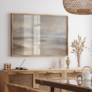 Neutral  Beach Print, Boho Beach Wall Art, Vintage Coastal Landscape Painting, Neutral Landscape Art, Neutral Ocean Poster, Beach House Art