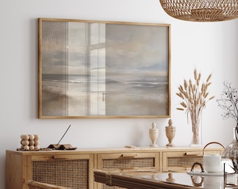 Neutral  Beach Print, Boho Beach Wall Art, Vintage Coastal Landscape Painting, Neutral Landscape Art, Neutral Ocean Poster, Beach House Art