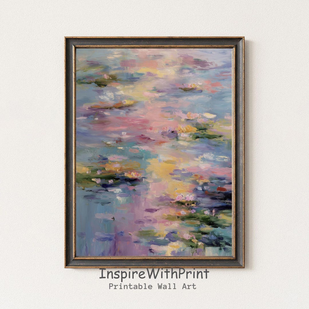 Pastel Water Lily Wall Art Printable, Impressionist Abstract Floral ...