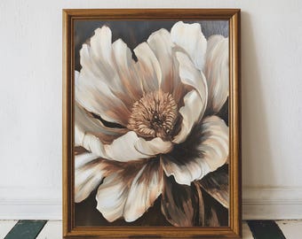 素朴な白黒花柄プリント、ヴィンテージ木版画ボタニカルアート、印刷
