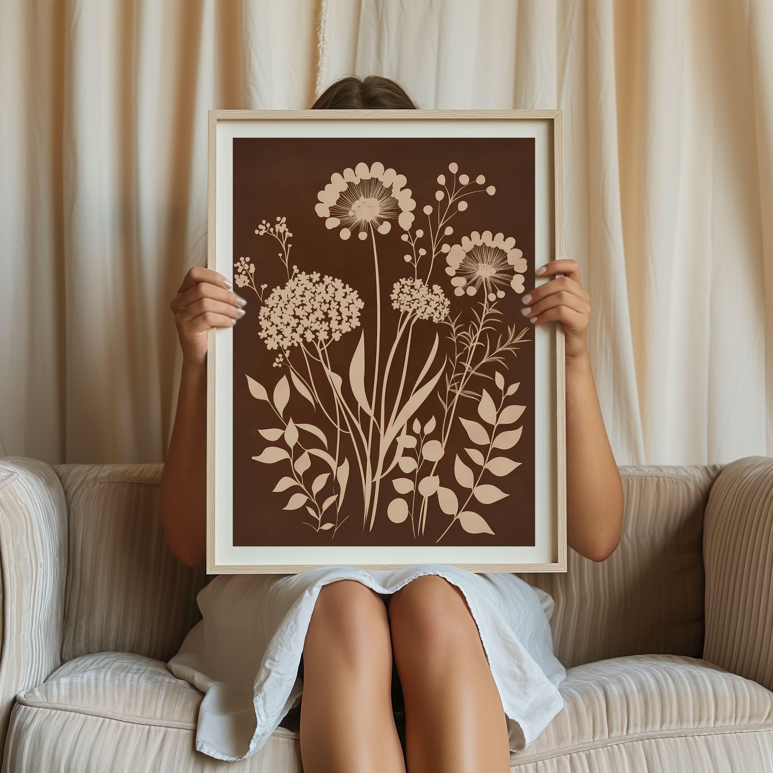 Botanical Printable Boho Wall Art Set of 3, Neutral Floral Print ...