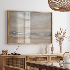 Neutral  Beach Print, Boho Beach Wall Art, Vintage Coastal Landscape Painting, Neutral Landscape Art, Neutral Ocean Poster, Beach House Art