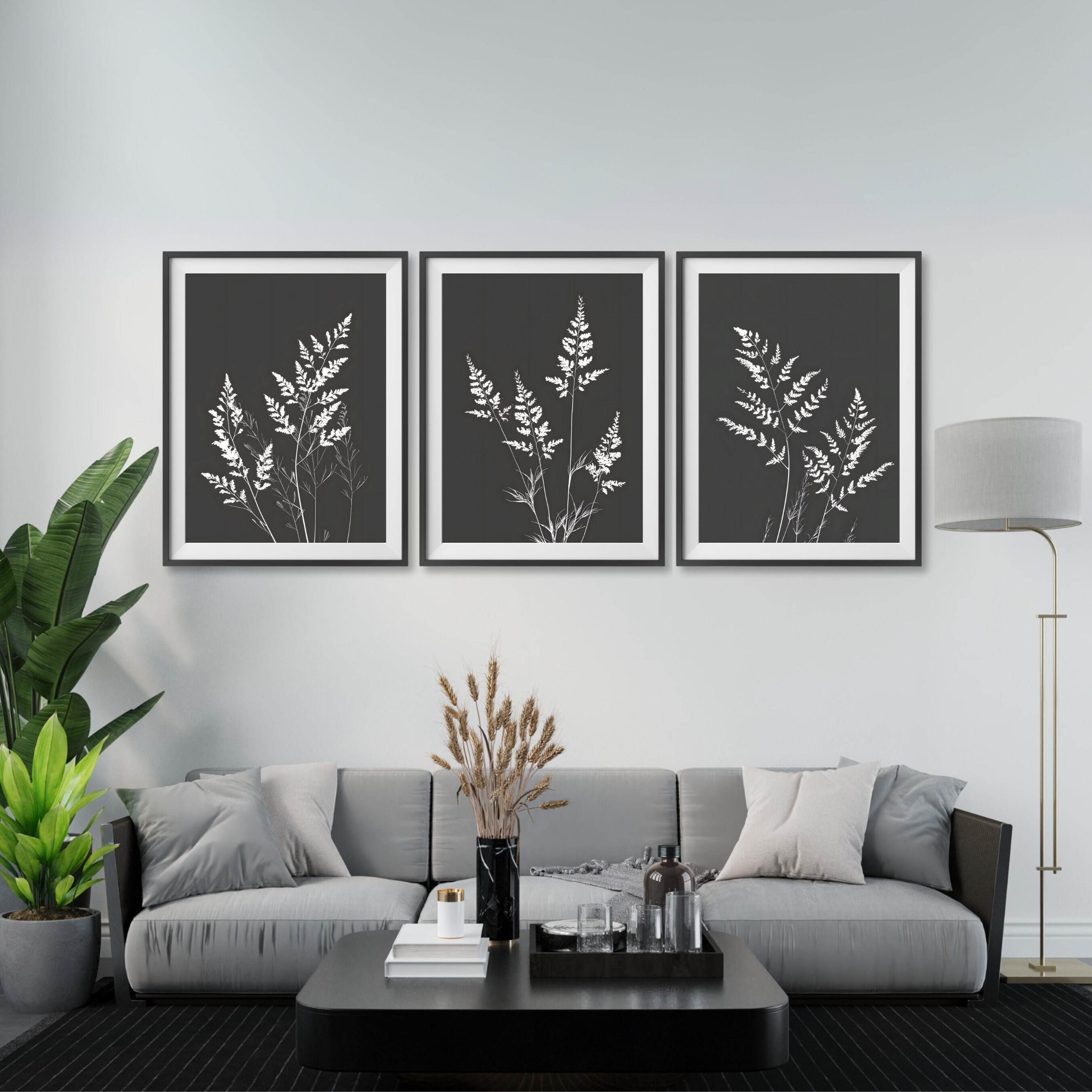 Black and White Botanical Print Set of 3, Aesthetic Black and White ...