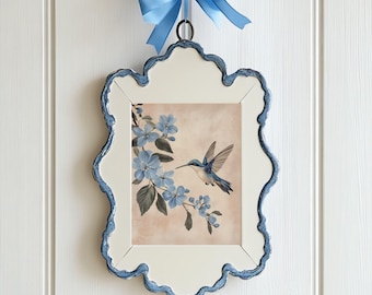 Vintage Kolibri Druck, launiger Vogel Druck, Geschenk für Vogelliebhaber, blauer Vogel Wand Kunst Cottage Core Druck, großartige tausendjährige Kunst