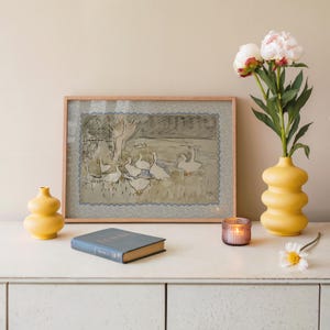 Vintage Nursery Duck Print, Cottage Core Wall Art, Vintage Drawing, Duck Wall Art Printable Country Style Farmhouse Print,