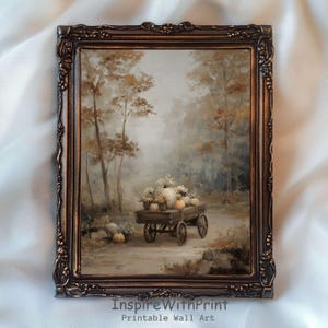 Vintage Fall Landscape Print, Fall Farmhouse Pumpkin Wall Art, Rustic Autumn Thanksgiving Wall Decor, Fall  Cottagecore Countryside Wall Art