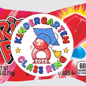 Étiquettes pop imprimables pour bague de remise des diplômes de maternelle | Autocollants de remise des diplômes de la promotion 2025 | Cadeaux pour diplômés de maternelle, étiquette cadeau Ring Pop