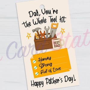 Dad You’re the Whole Tool Kit Geschenkanhänger, druckbare Vatertagsmarke von Kindern, süßes Werkzeugbox Kaffee Geschenketikett - DIY Dad Tag für Ihn von Kindern