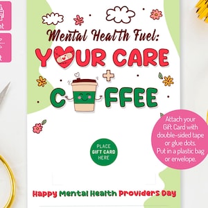 Porta-carta regalo per la Giornata degli operatori sanitari della salute mentale, porta-carta da caffè stampabile per terapisti, regali per il 12 maggio, regalo per psichiatri
