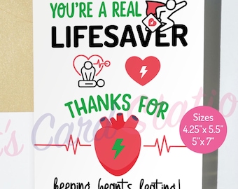 CPR AED Awareness Week Thank You Card: Healthcare Heroes (Digital Download, 5x7 & 4.25x5.5 inches)