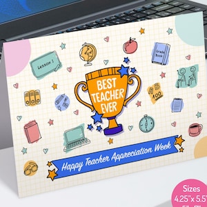 Bester Lehrer aller Zeiten, Lehrer Wertschätzung Karte, Dankeschön Karte für Lehrer, Kindergarten Karte, Lehrer Wertschätzung Woche Geschenk