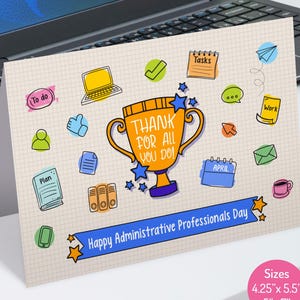 Administrative Professional Day Card Printable, Coworker Appreciation Gift, Admin Professional Day Thank You Card, Gift for Admin