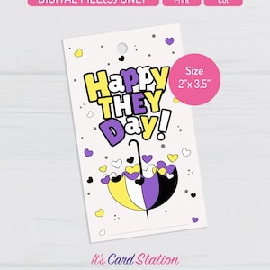 Cadeaukaartje voor niet-binaire dag - afdrukbare cookietag voor niet-binaire dag - Happy They Day-cadeaukaartje - niet-binair cadeaukaartje voor oudersdag - direct downloaden