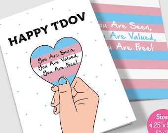 Printable Transgender Day of Visibility Card: Trans Pride Flag (Digital Download)