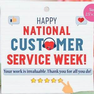 Etichette regalo per la settimana del servizio clienti, etichette di apprezzamento NCSW, etichette di ringraziamento per il servizio clienti, etichette di riconoscimento per il personale, regalo di apprezzamento per i dipendenti