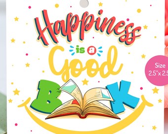 Printable Librarian Gift Tags: "Happiness is a Good Book" (PDF & JPG Digital Download)