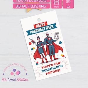 National Pharmacist Day Tag, Printable Pharmacy Week Gift Tag for Healthcare Heroes, Pharmacist Appreciation Gift Tag, Pharmacy tech tag