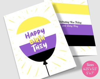 Happy Birth They Non-Binary Birthday Card (Digital Download)
