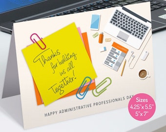 Administrative Professionals Day Card - Professional Appreciation Card - Thank You Card for Coworker - Secretary Appreciation Gift Card