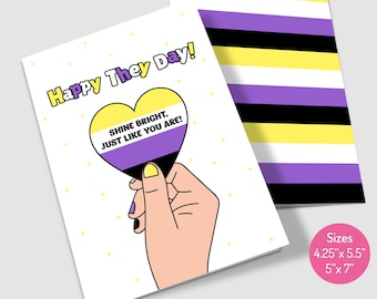 Non-Binary Day Card: &quot;Happy They Day!&quot; Printable (Digital Download)