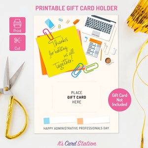 Administrative Professionals Day Gift Card Holder - Printable Admin Day Gift Card - Professional Appreciation Gift- Secretary Appreciation