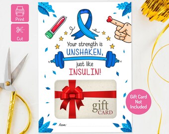 Diabetes Awareness Gift Card Holder: Unique 5x7 Printable (Digital Download)