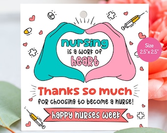 Nurses Week Gift Tag: Printable Nurse Appreciation Sticker (Digital Download)