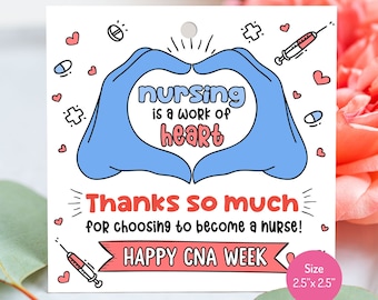 CNA Week Gift Tag: Printable Nurse Appreciation Sticker (Digital Download)