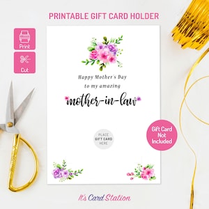 Porta carte regalo floreale per la festa della mamma per la suocera, porta carte regalo stampabile per la festa della mamma per la suocera, porta carte regalo per la suocera