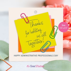 Etiqueta de regalo imprimible para el Día del Profesional Administrativo - Etiquetas de agradecimiento para el personal, la secretaria y los compañeros de trabajo - Etiqueta de regalo, calcomanía y etiqueta para el Día del Administrador