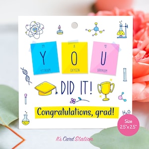 Étiquettes-cadeau pour l'obtention du diplôme de chimie, promotion 2025, étiquette-cadeau de félicitations pour l'obtention du diplôme, autocollants de remise de diplôme en chimie et sciences, cadeau de remise des diplômes